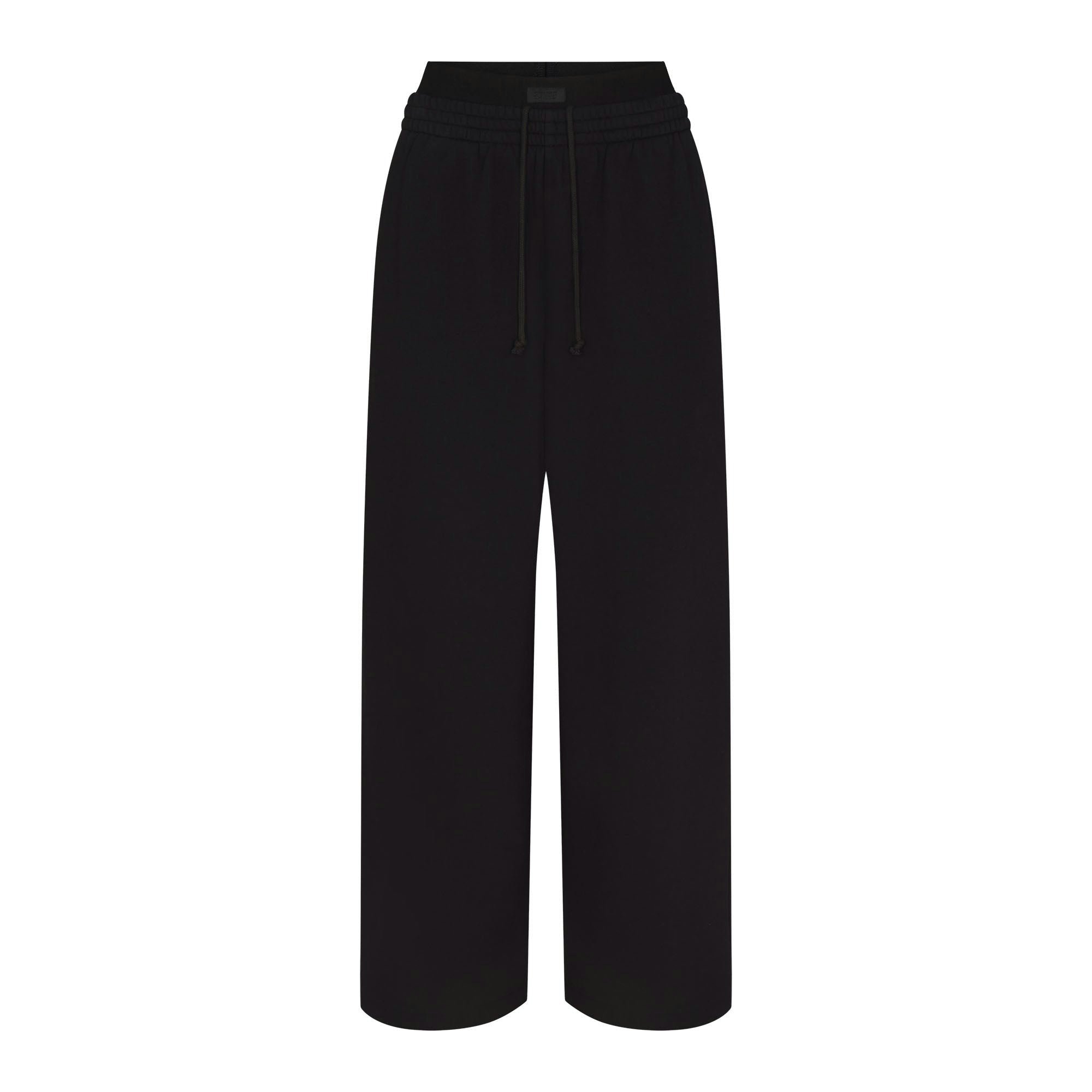 Skims Cotton Fleece Oversized Double Waistband Pant Onyx