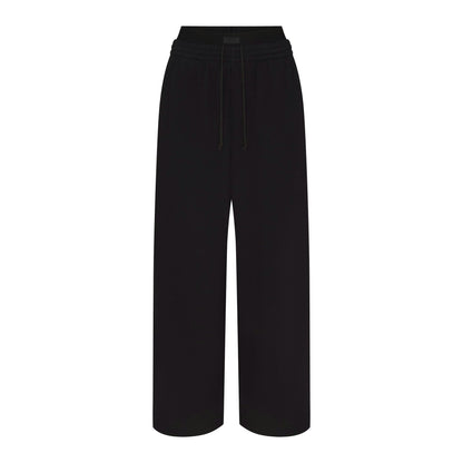 Skims Cotton Fleece Oversized Double Waistband Pant Onyx