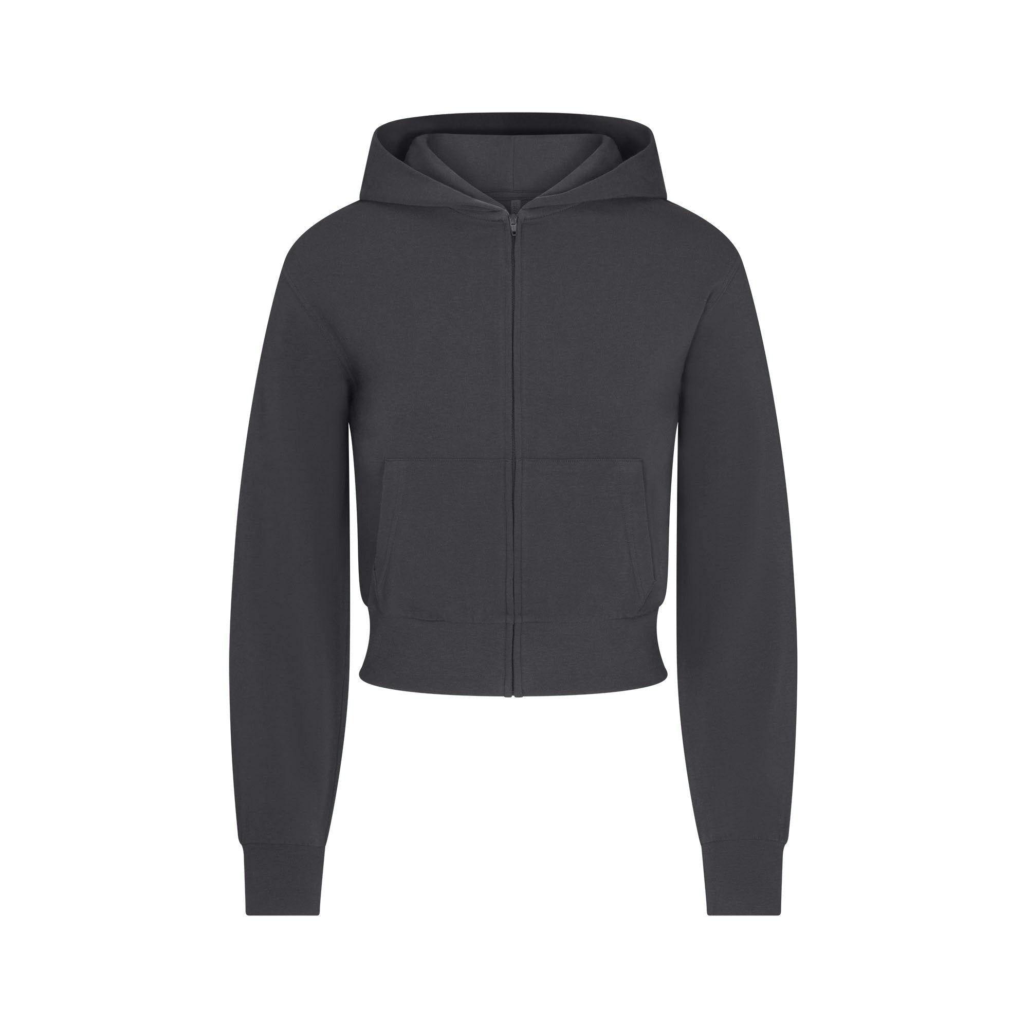 Skims Cotton Jersey Zip Up Hoodie Ash