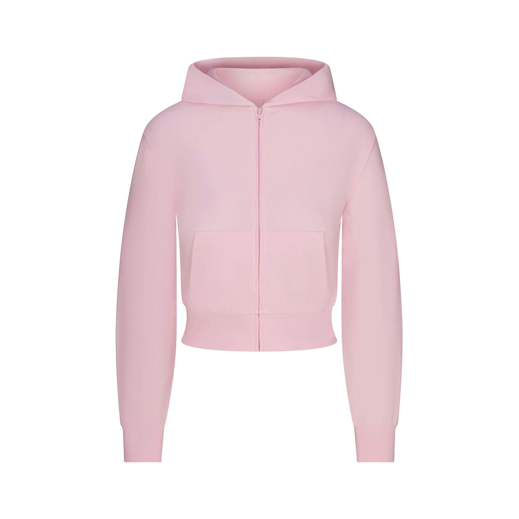 Skims Cotton Jersey Zip Up Hoodie Cherry Blossom