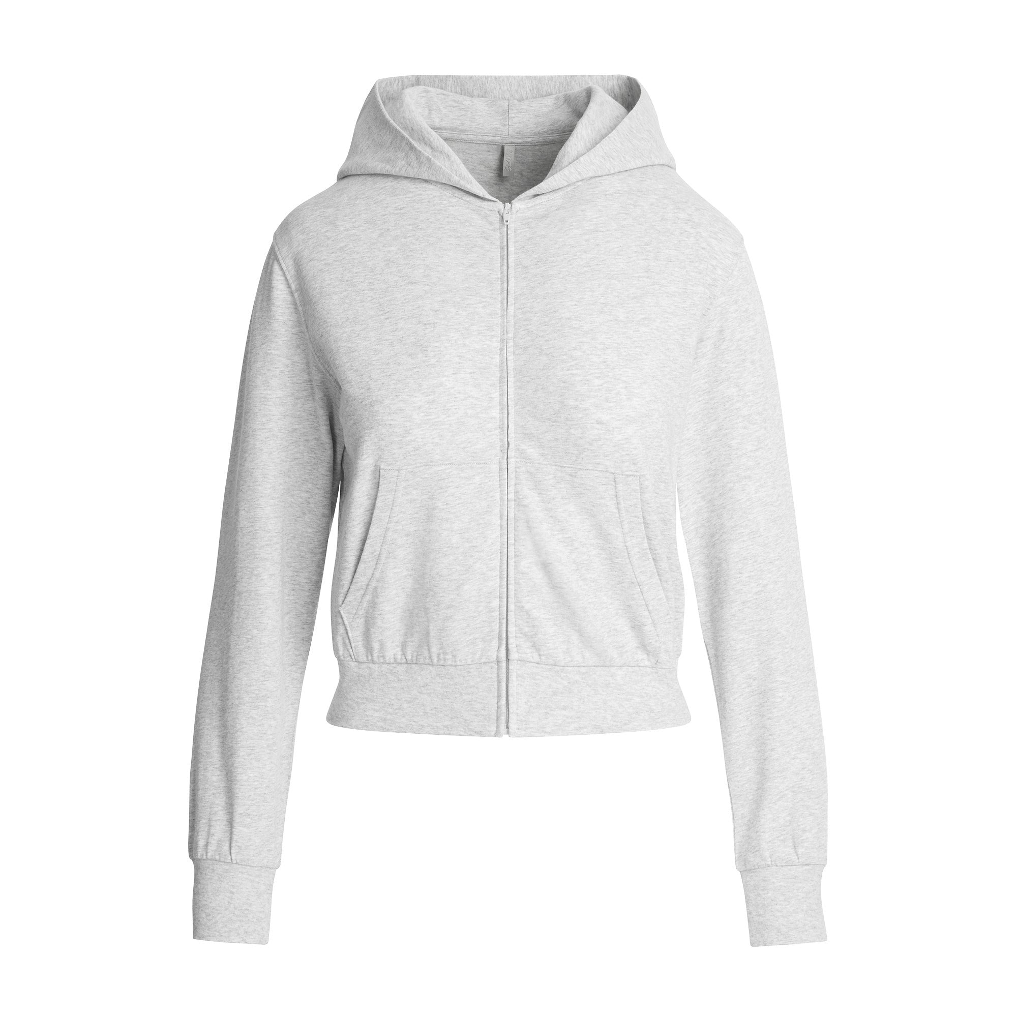 Skims Cotton Jersey Zip Up Hoodie Light Heather Grey