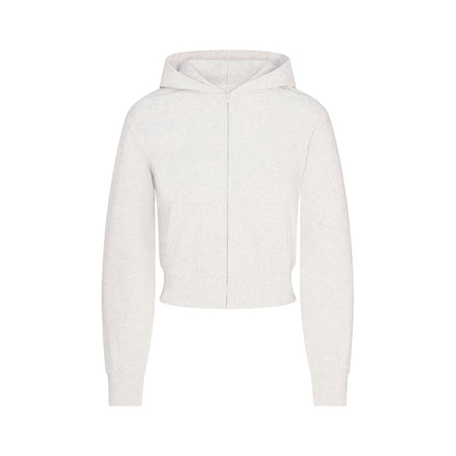 Skims Cotton Jersey Zip Up Hoodie Light Heather Grey