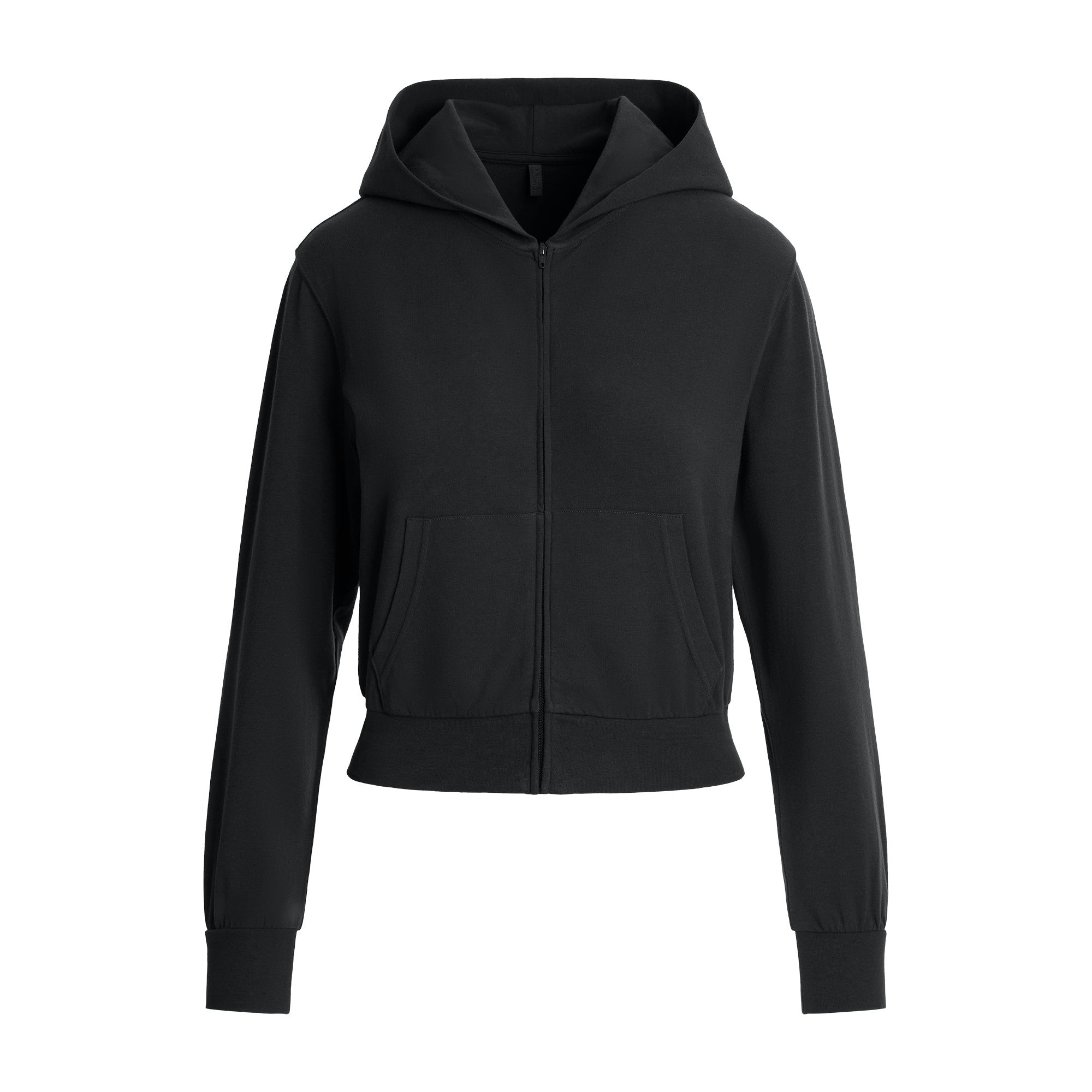 Skims Cotton Jersey Zip Up Hoodie Soot