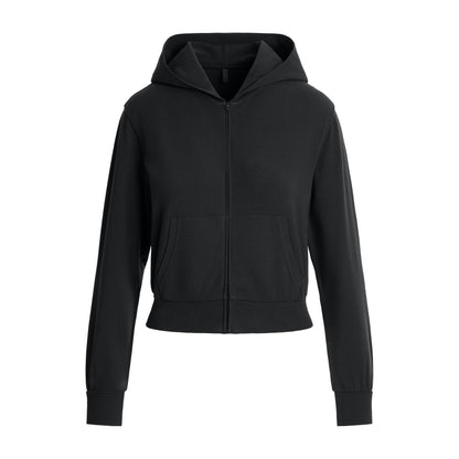 Skims Cotton Jersey Zip Up Hoodie Soot