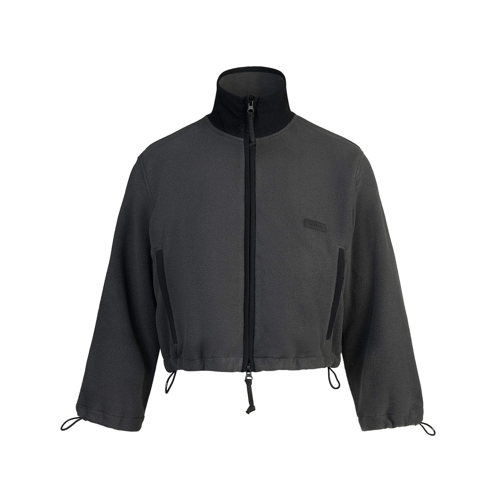 Skims Outdoor Fleece Cropped 3/4 Sleeve Jacket Ash