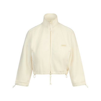 Skims Outdoor Fleece Cropped 3/4 Sleeve Jacket Ecru