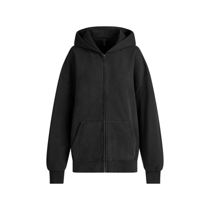 Skims Boyfriend Fleece Oversized Zip Up Hoodie Washed Onyx