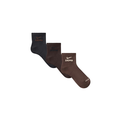 Skims Nikeskims Accessories Dri-Fit Quarter Crew Sock 3-Pack Dark Sepia Multi