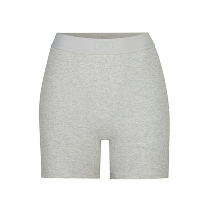 Skims Cotton Rib Boxer Light Heather Grey