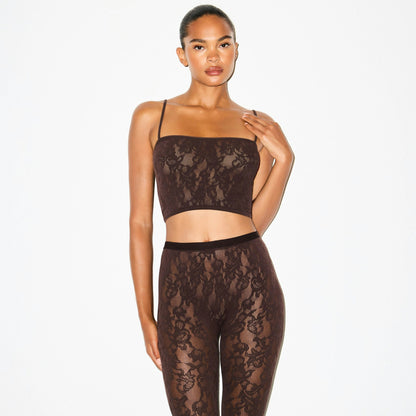 Skims Knit Lace Cropped Cami Espresso