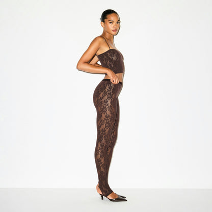 Skims Knit Lace Cropped Cami Espresso