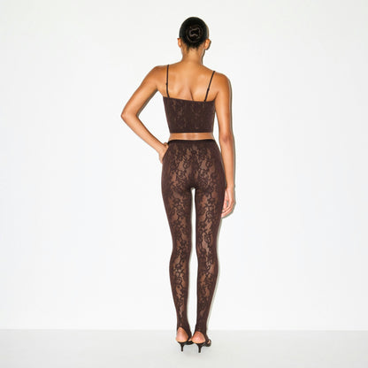 Skims Knit Lace Cropped Cami Espresso