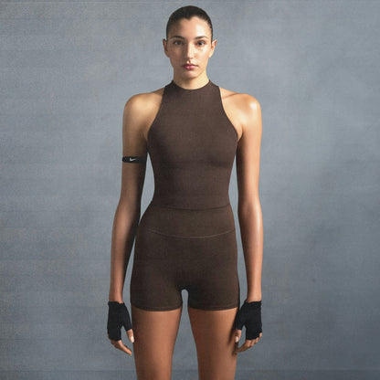 Skims Nikeskims Matte Mock Neck Racer Tank Dark Sepia