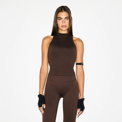 Skims Nikeskims Matte Mock Neck Racer Tank Dark Sepia
