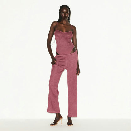 Skims Sheer Knit Cami Bodysuit Beet