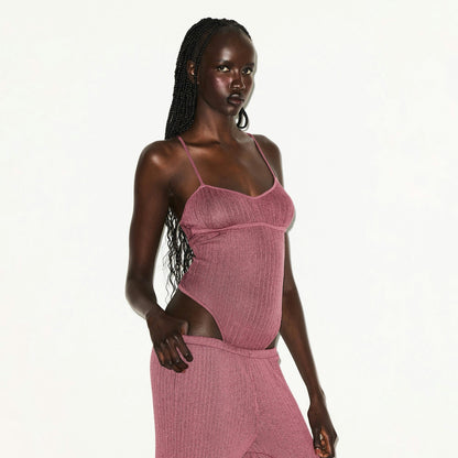 Skims Sheer Knit Cami Bodysuit Beet