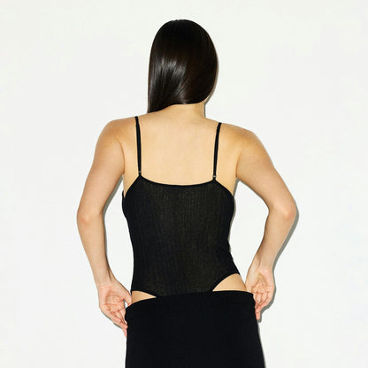 SHEER KNIT CAMI BODYSUIT