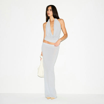Skims Smooth Layers Deep Plunge Halter Top Mist