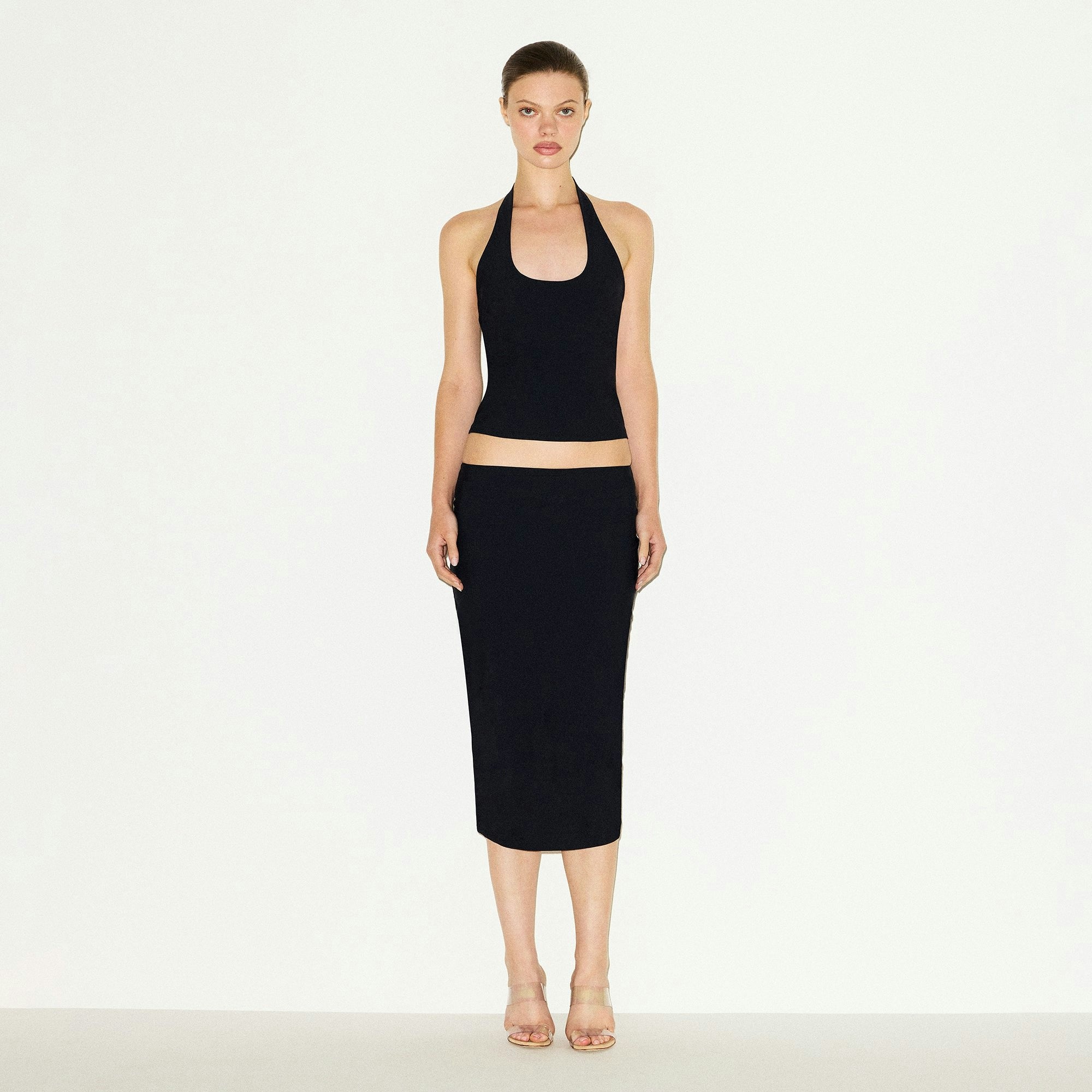 Skims Cling Matte Halter Top Obsidian