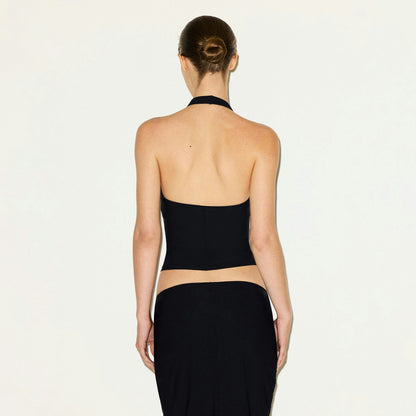 Skims Cling Matte Halter Top Obsidian