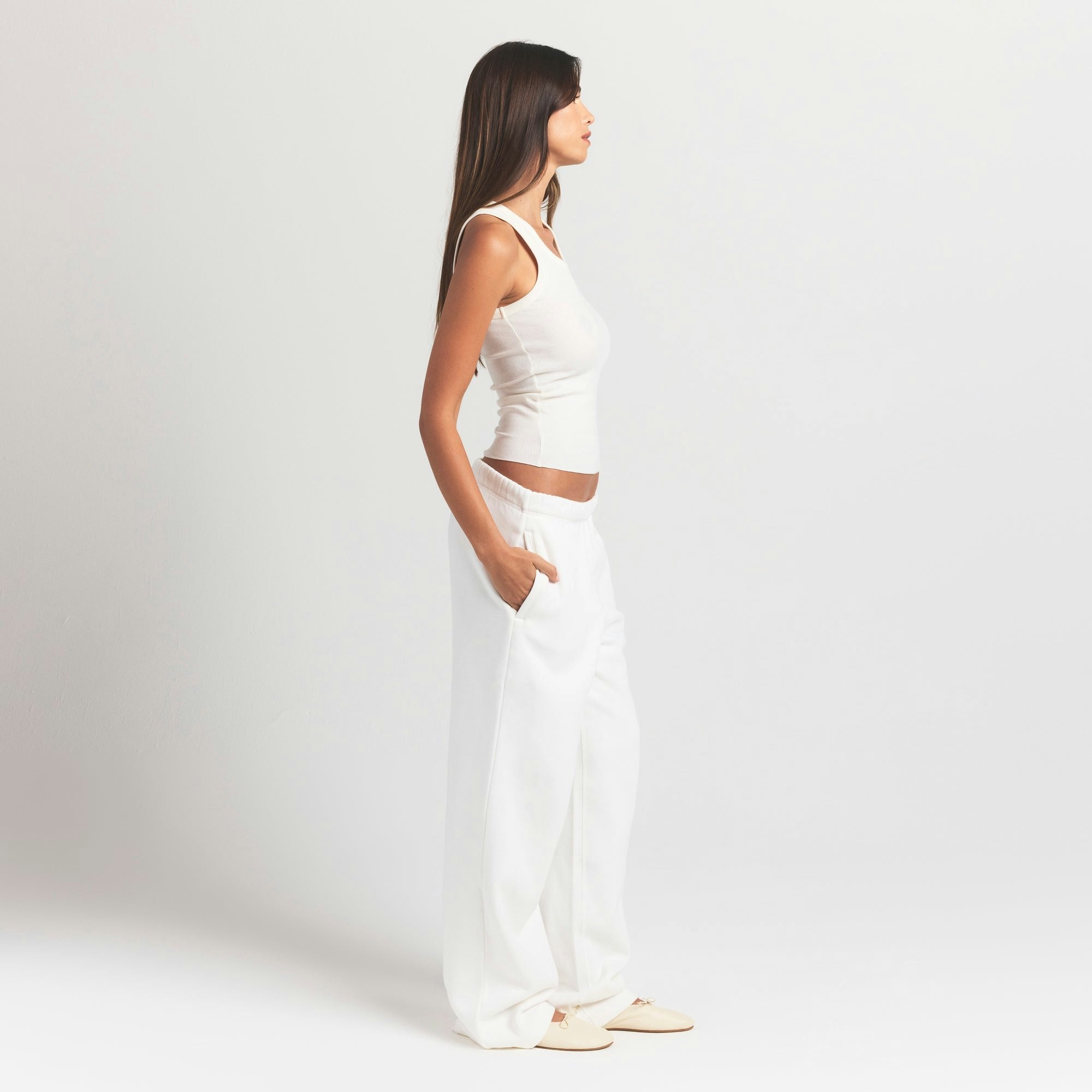 Skims Cotton Rib Scoop Neck Tank Marble