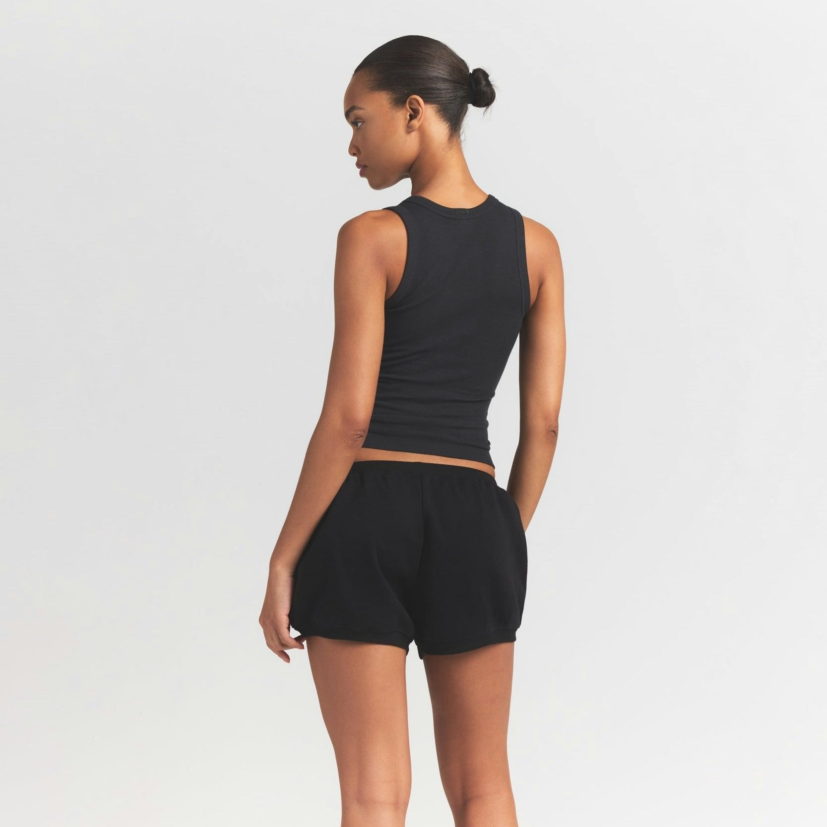 Skims Cotton Rib Scoop Neck Tank Soot