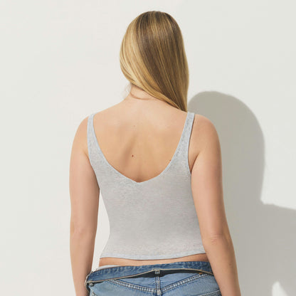 Skims Sheer Rib V Neck Tank Light Heather Grey