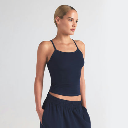 Skims Cotton Rib Long Cami Navy