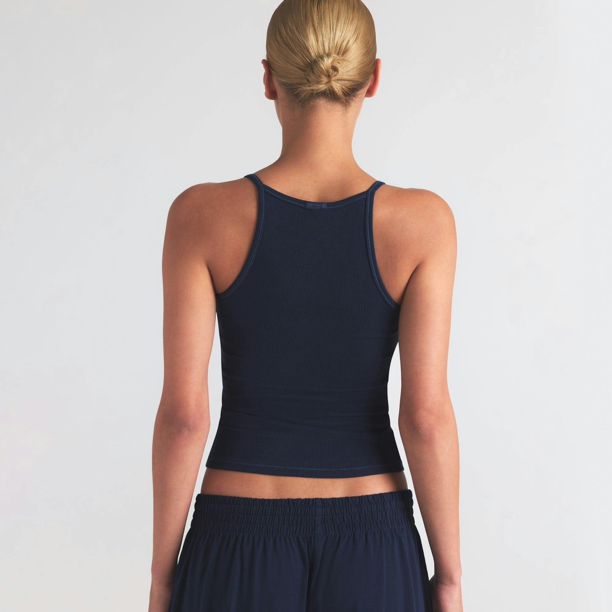 Skims Cotton Rib Long Cami Navy