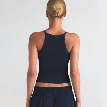 Skims Cotton Rib Long Cami Navy