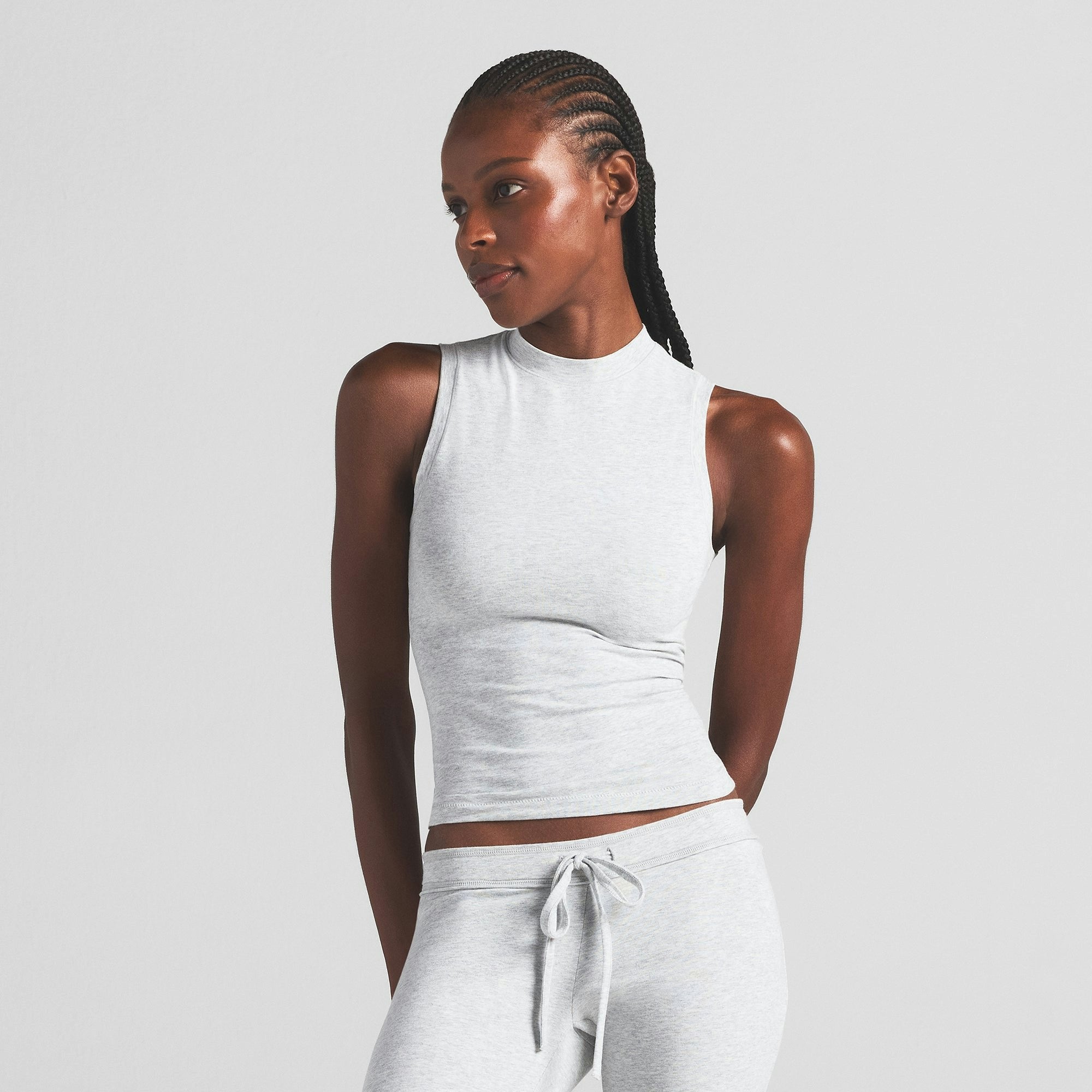 COTTON JERSEY MOCK NECK TANK