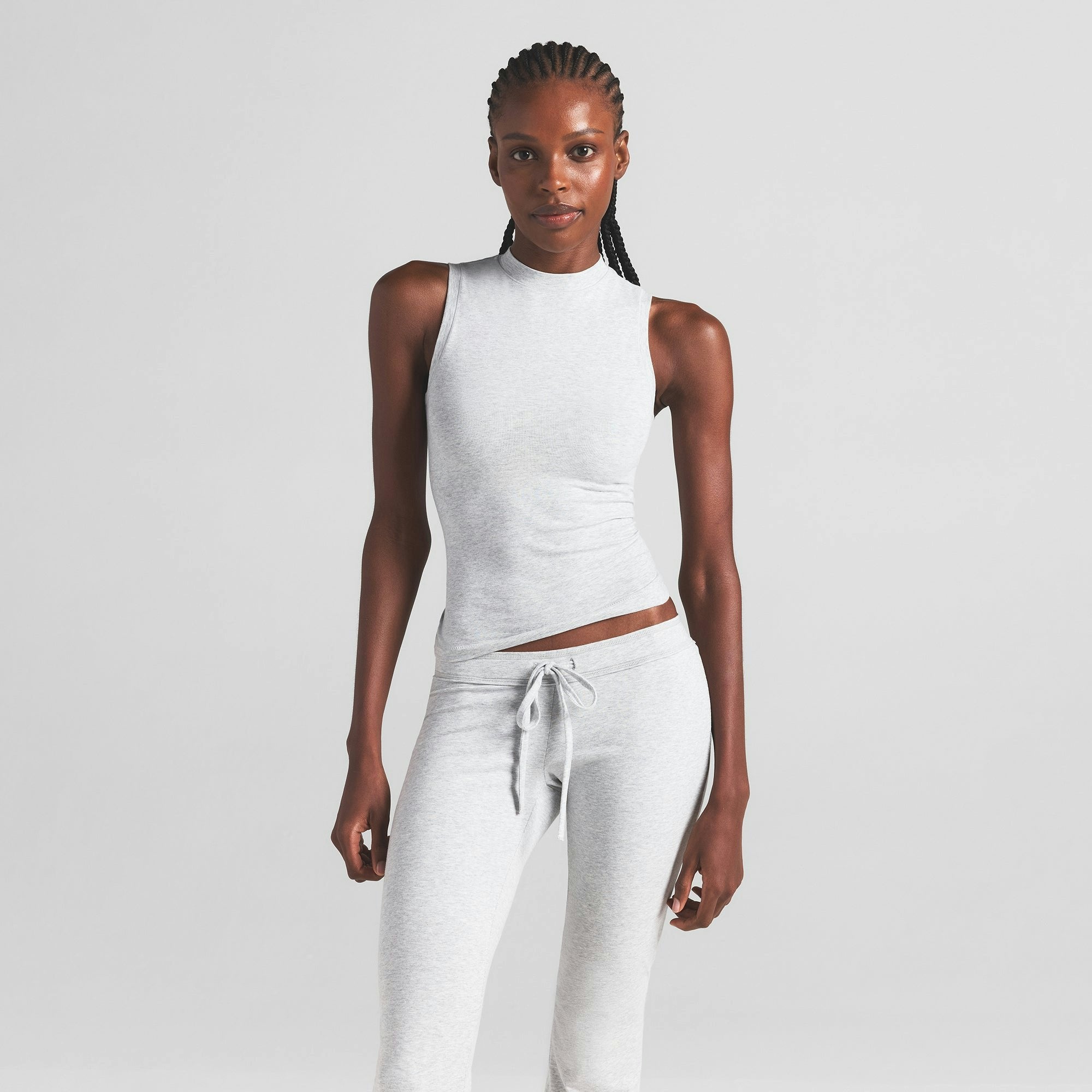 COTTON JERSEY MOCK NECK TANK
