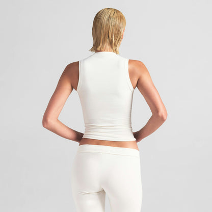 COTTON JERSEY MOCK NECK TANK