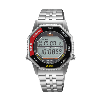 Seiko MenS Digital Quartz Watch In Red & Black - Grey - SMGG19P1