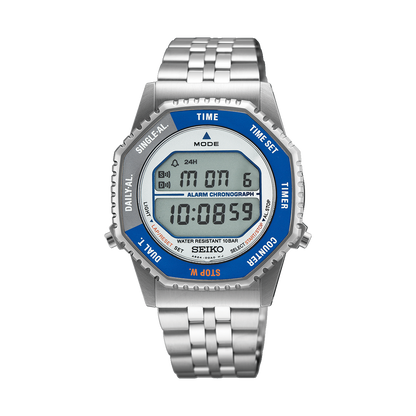 Seiko MenS Digital Quartz Watch In Blue & Silvertone - Grey - SMGG21P1