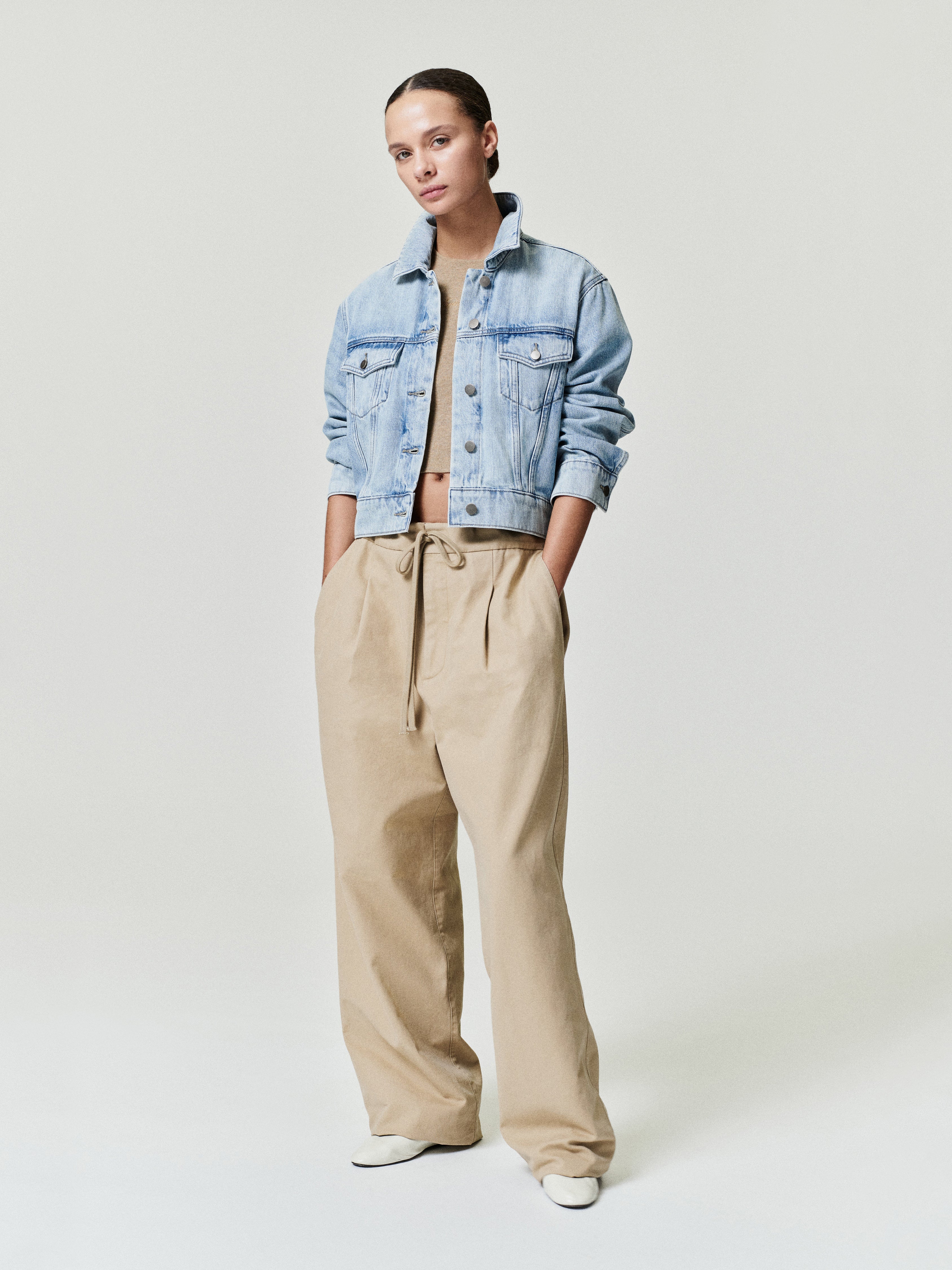 Essentials Womens Denim Trucker Jacket Classic Blue