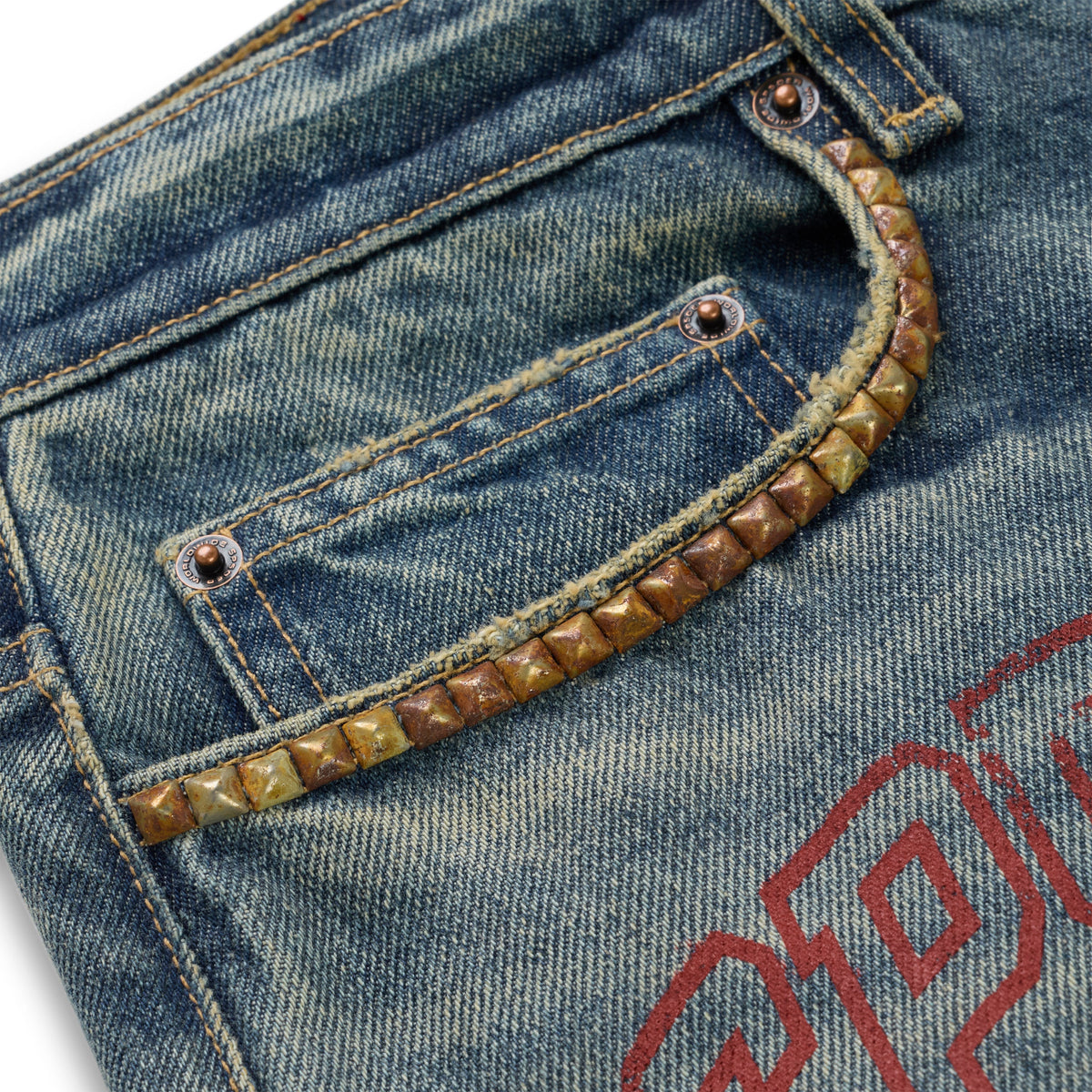 Sp5der Multi Print Studded Denim
