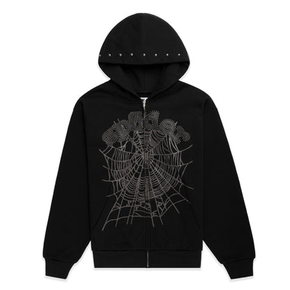 Sp5der OG WEB Studded ZIP Hoodie