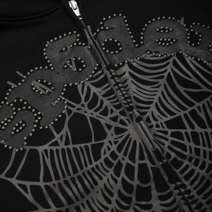Sp5der OG WEB Studded ZIP Hoodie