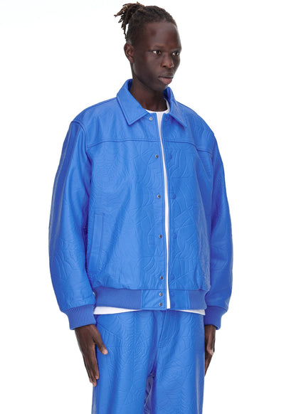 Sp5der Debossed WEB Leather Jacket
