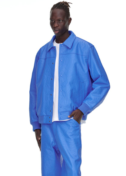 Sp5der Debossed WEB Leather Jacket