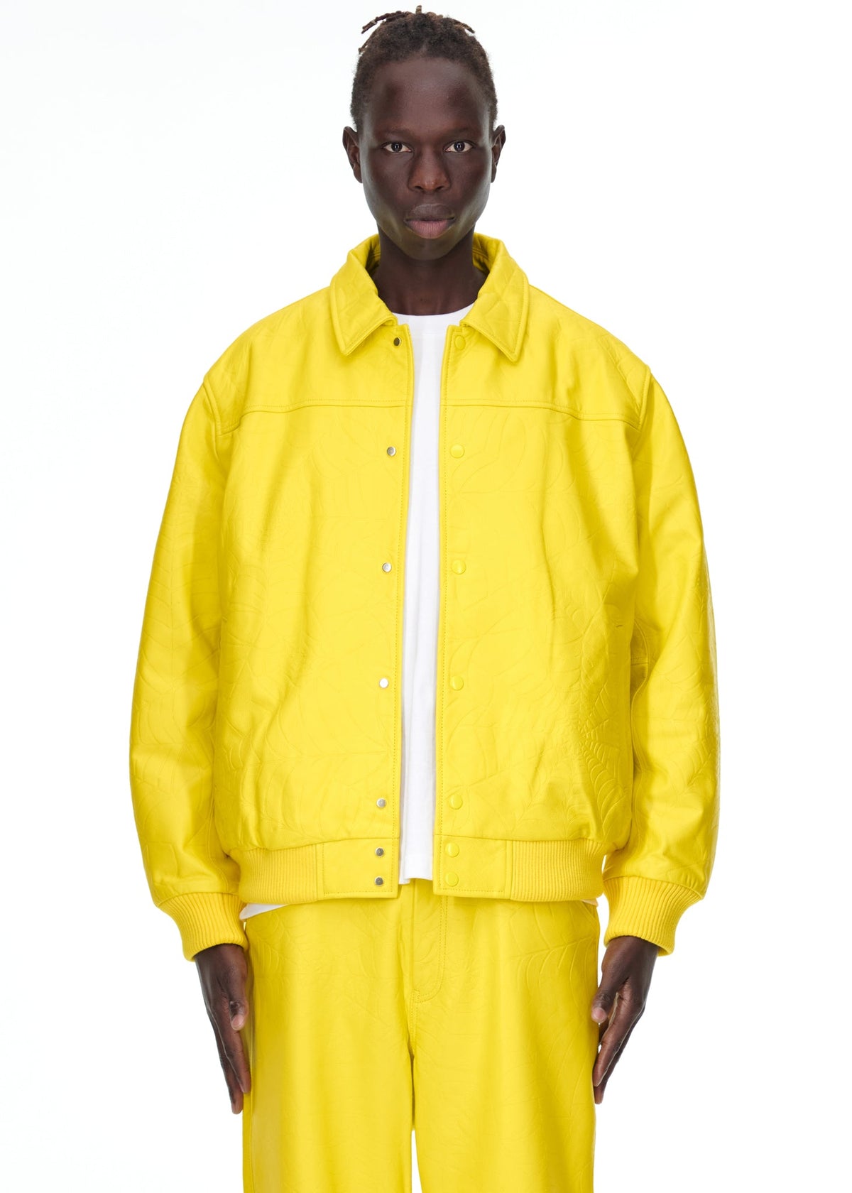 Sp5der Debossed WEB Leather Jacket