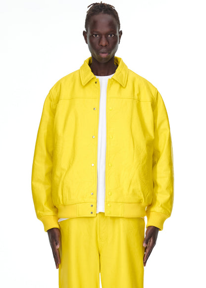 Sp5der Debossed WEB Leather Jacket