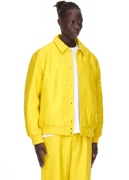 Sp5der Debossed WEB Leather Jacket