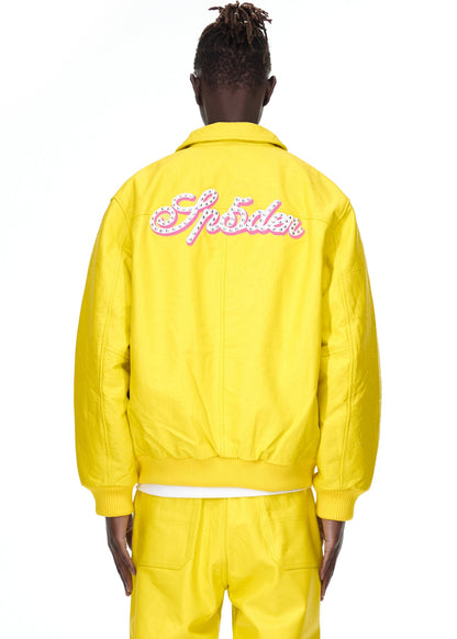 Sp5der Debossed WEB Leather Jacket