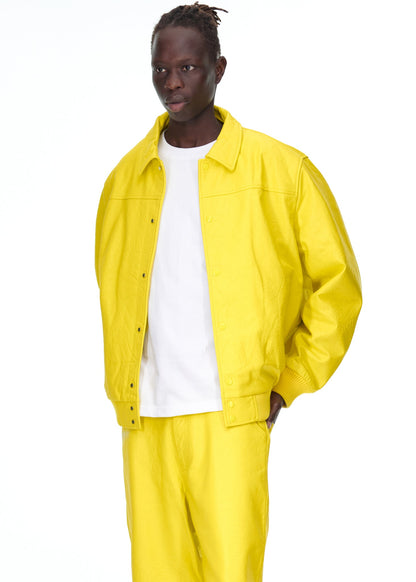 Sp5der Debossed WEB Leather Jacket