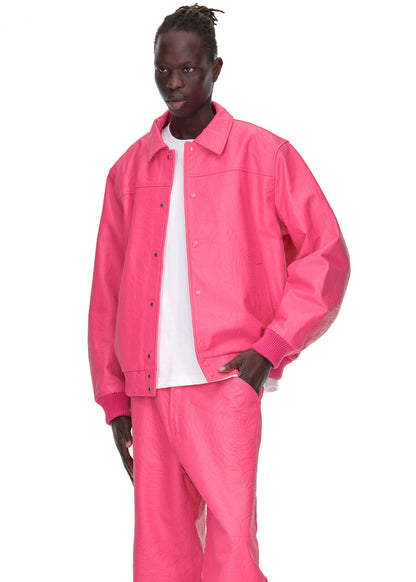 Sp5der Debossed WEB Leather Jacket