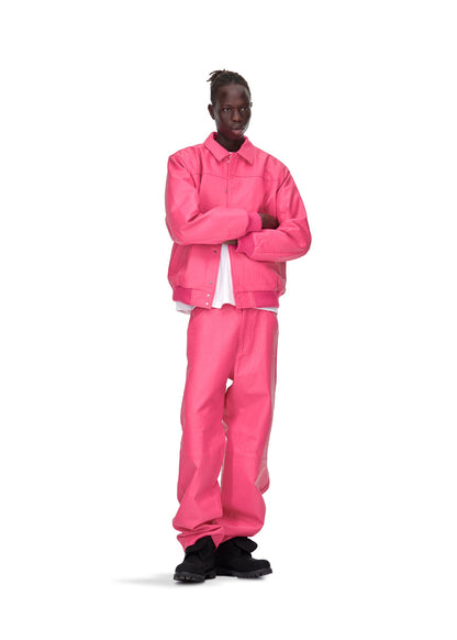 Sp5der Debossed WEB Leather Jacket