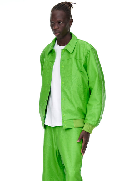 Sp5der Debossed WEB Leather Jacket