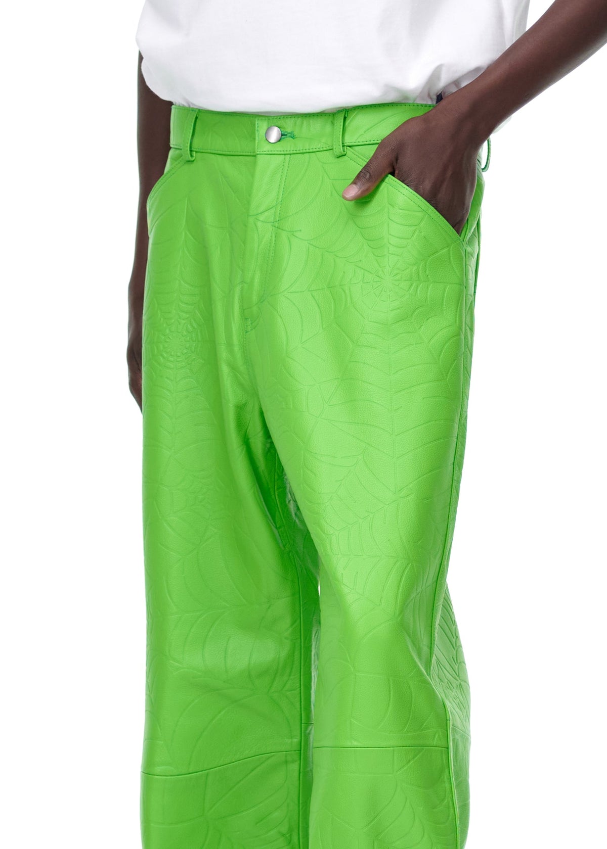 Sp5der Debossed WEB Leather PANT